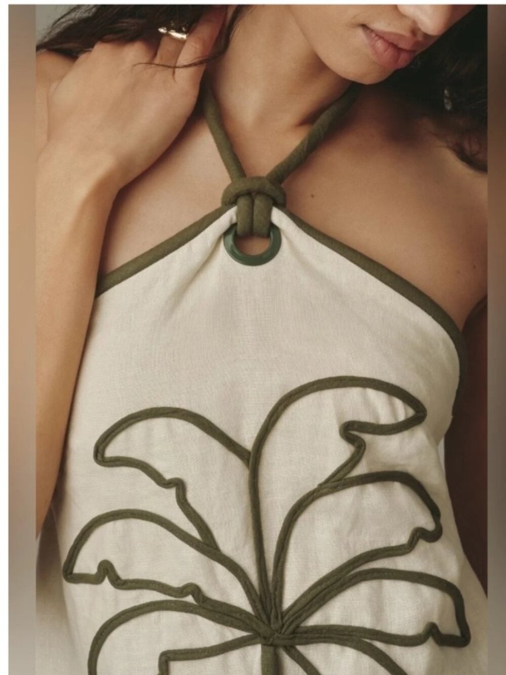 FARM RIO Palm Tree Embroidered Halter Neck Mini Dress - NWT - Size Small - Picture 6 of 16